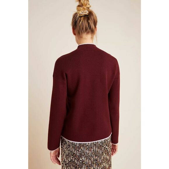 by Anthropologie Women's Lizzie Mock Neck Pullover Sweater Burgundy Size S - Picture 2 of 10